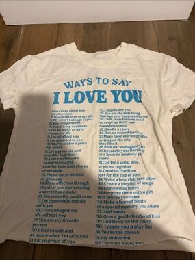 I Love You Graphic Tee - Cream with Blue Print